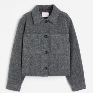 NWT H&M cropped wool blend jacket size medium color gray